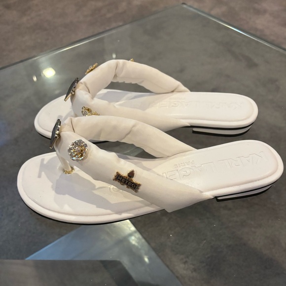Karl Lagerfeld White Women's Sandals 10 - Picture 2 of 9